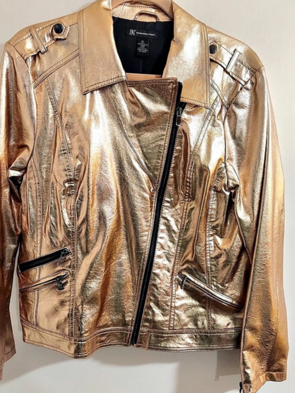 INC Collection Metallic Moto Jacket in Gold Like New